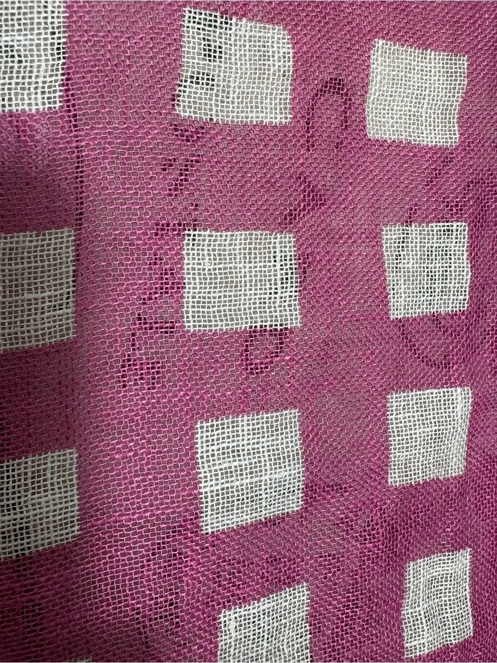 Donna Gorman Inc Linen Pink White Check Scarf Wrap Shawl Made in India